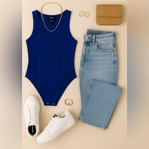 Express Royal Blue Contour Bodysuit Size S